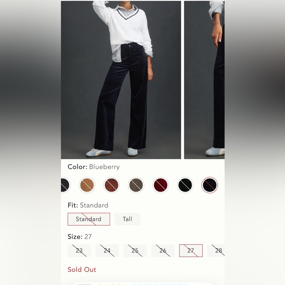 Maeve The Colette Full length  Blueberry corduroy wide leg Pants
